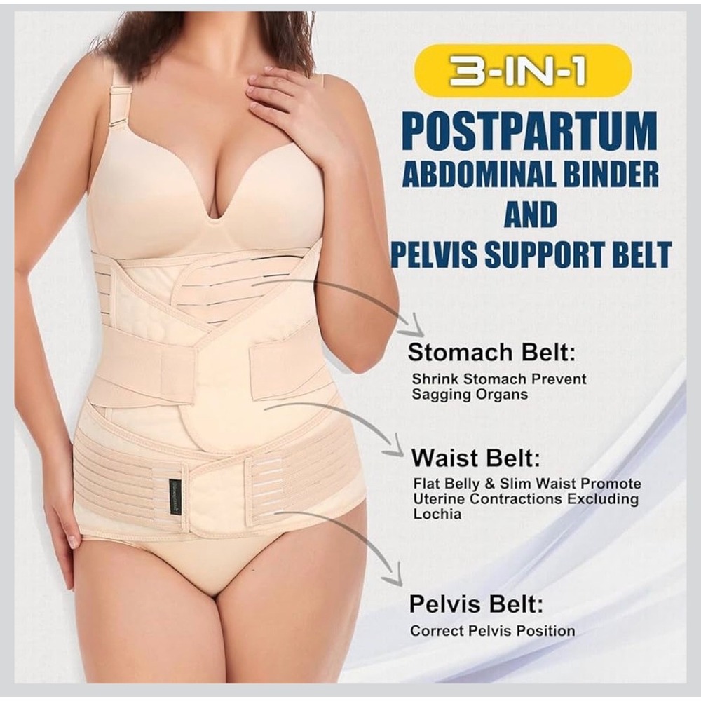 ChongErfei Postpartum Recovery‎ Waist Belt And Pelvis Belt Beige XL Plus Size